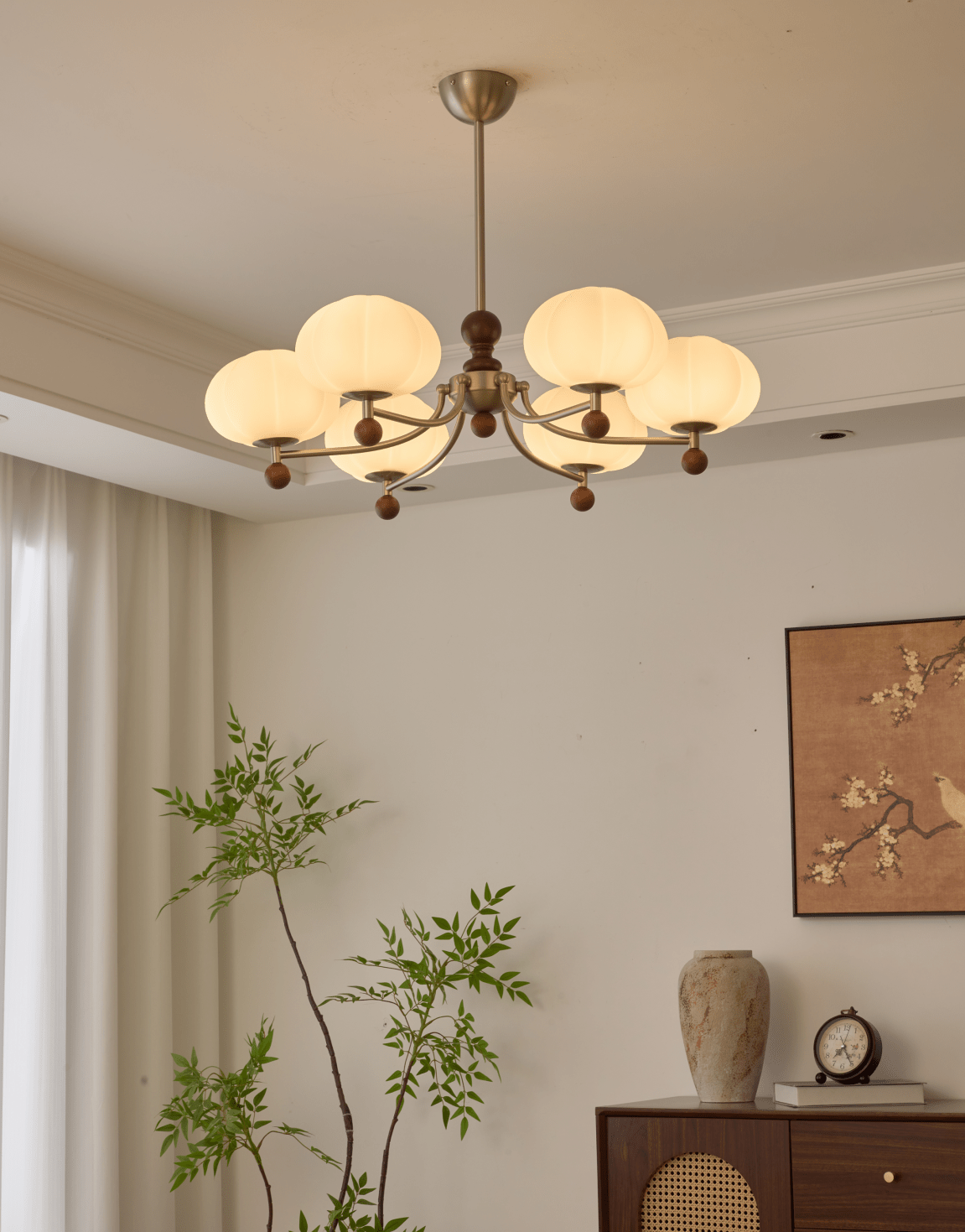 Emberlyn Bloom Chandelier – Modern Brass & Glass Pendant Light for Dining Room