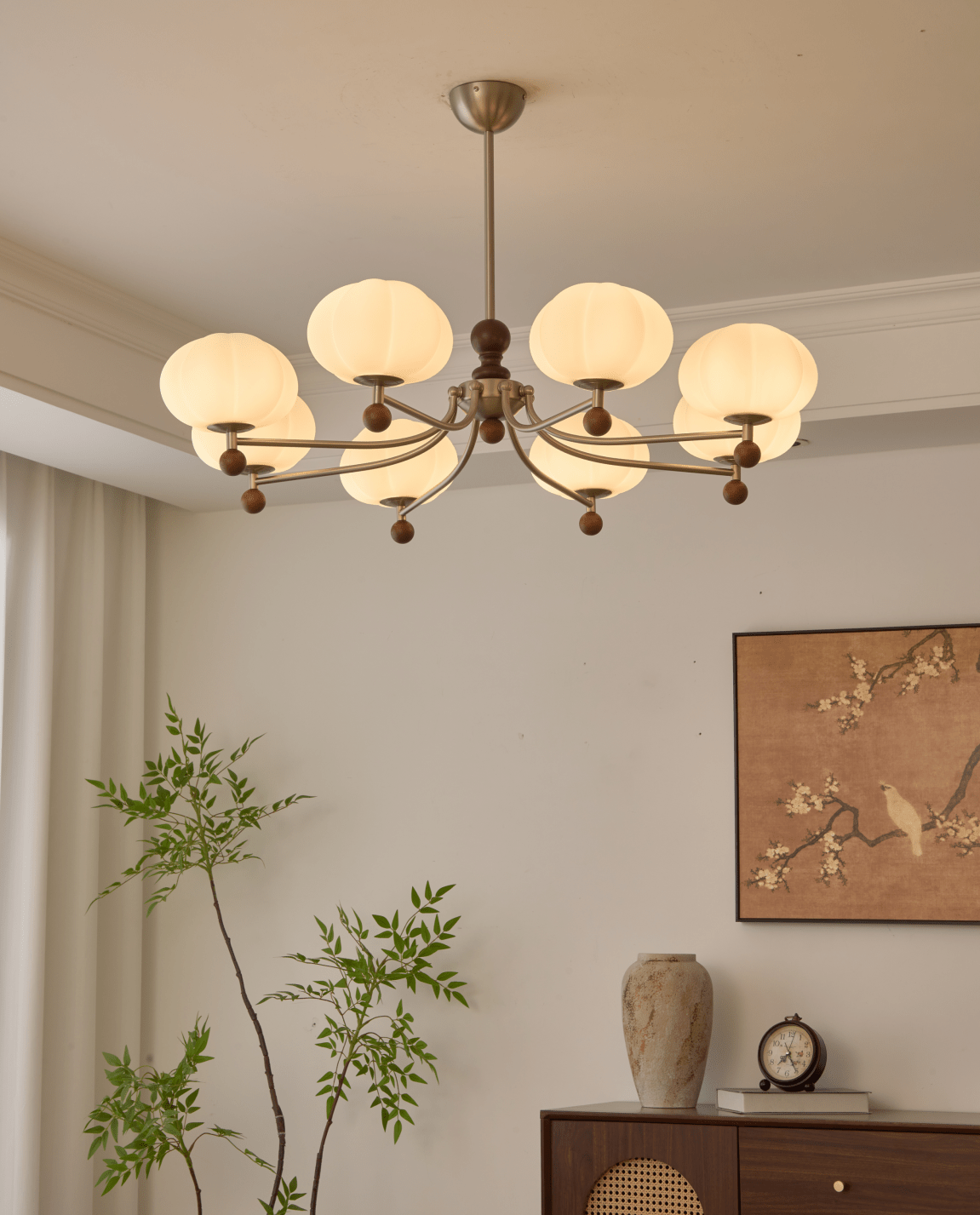 Emberlyn Bloom Chandelier – Modern Brass & Glass Pendant Light for Dining Room