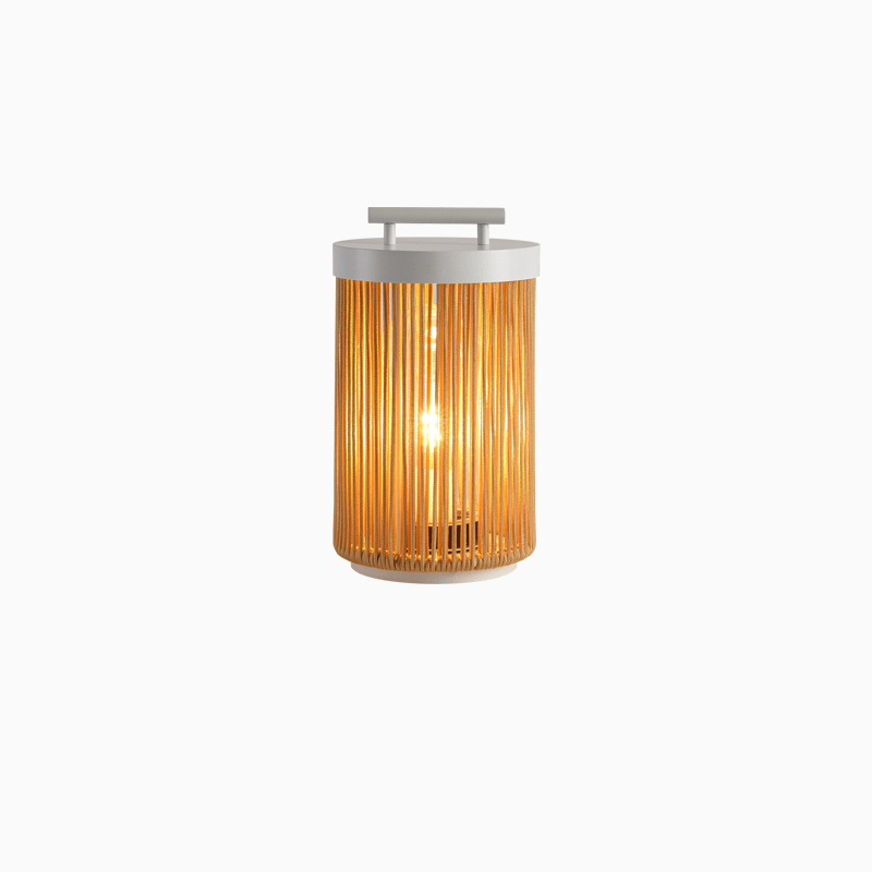 Linden Column Solar Outdoor Lamp – Natural Rattan Post Light for Garden & Patio
