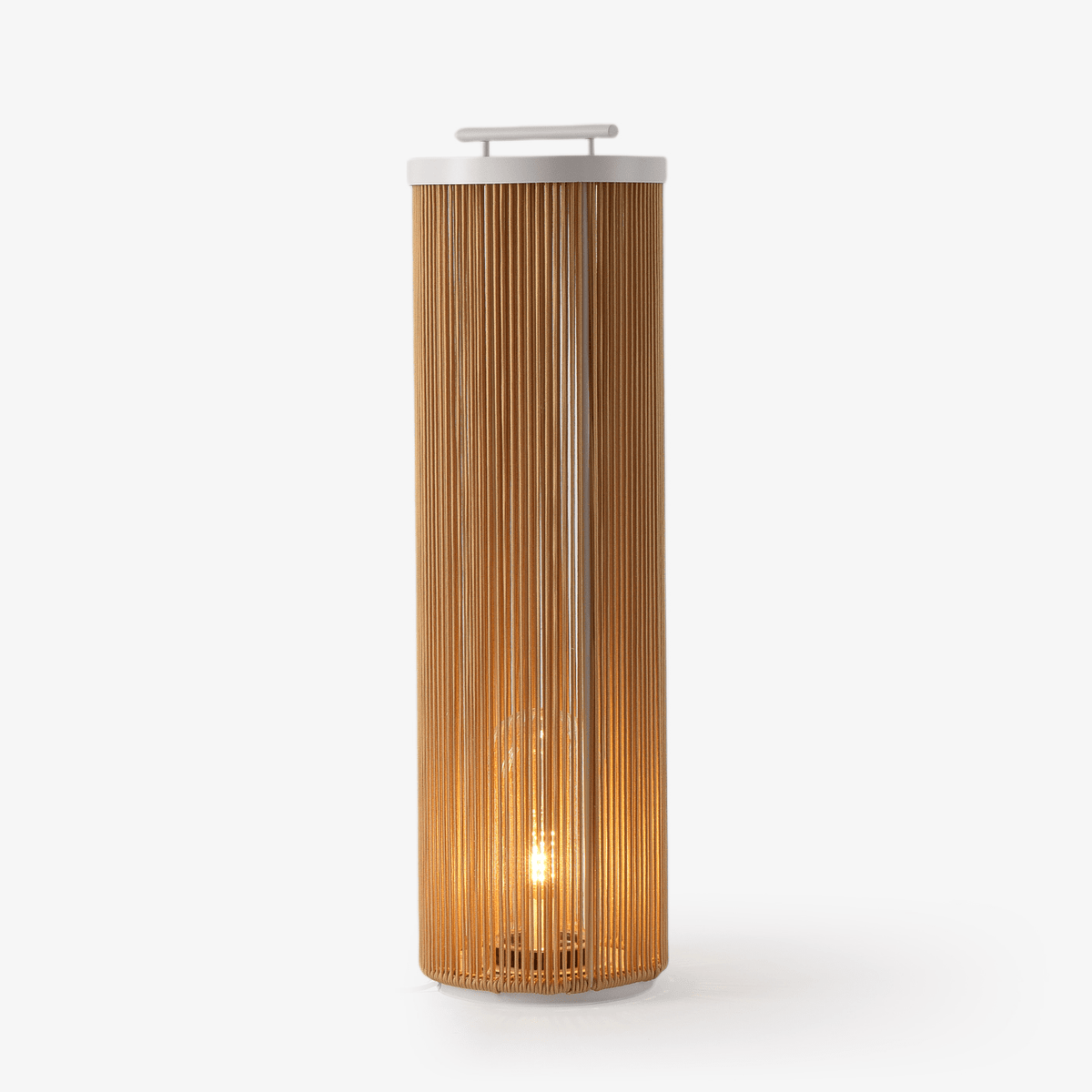Linden Column Solar Outdoor Lamp – Natural Rattan Post Light for Garden & Patio
