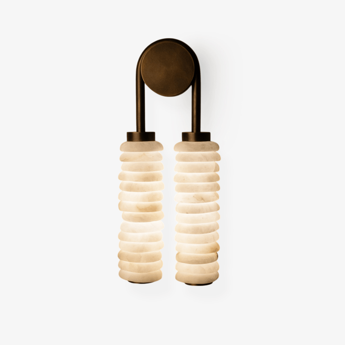 Calla Ribbed Alabaster Wall Sconce with Antique Brass Accents