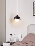 Zenith Pebble Pendant Light — Black Travertine & Opal Glass Designer Pendant