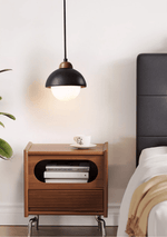 Zenith Pebble Pendant Light — Black Travertine & Opal Glass Designer Pendant