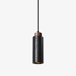 Vulcan Mini Pendant Light in Black Travertine and Walnut