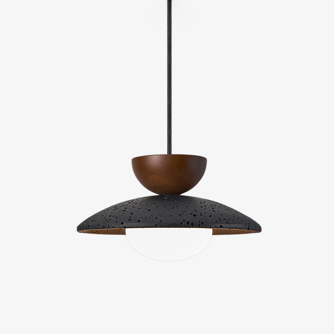 Terra Cotta Pendant Light with Travertine Disc and Opal Glass Globe
