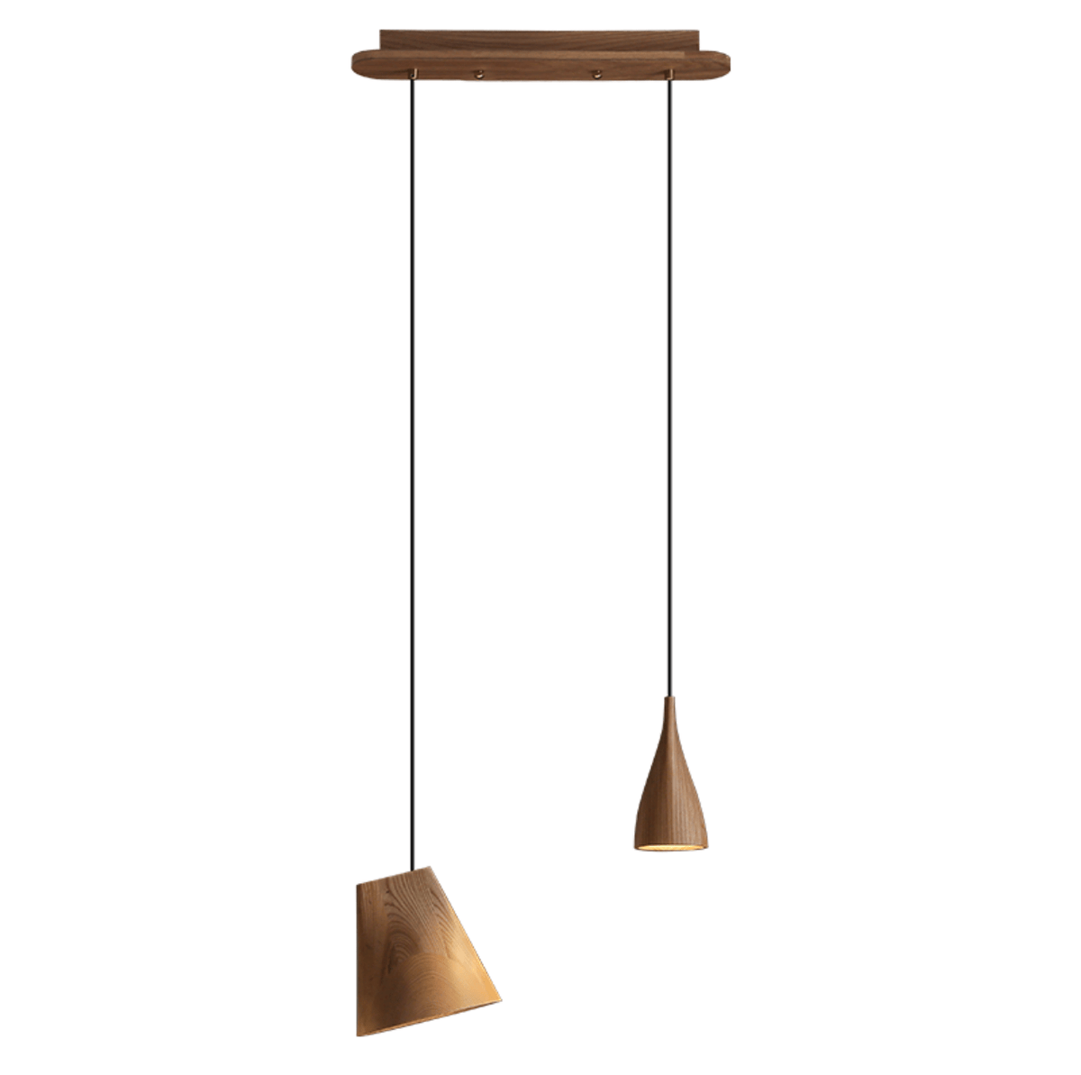 Nordic Tilted Wood Pendant Light – Asymmetric Natural Wood Shade