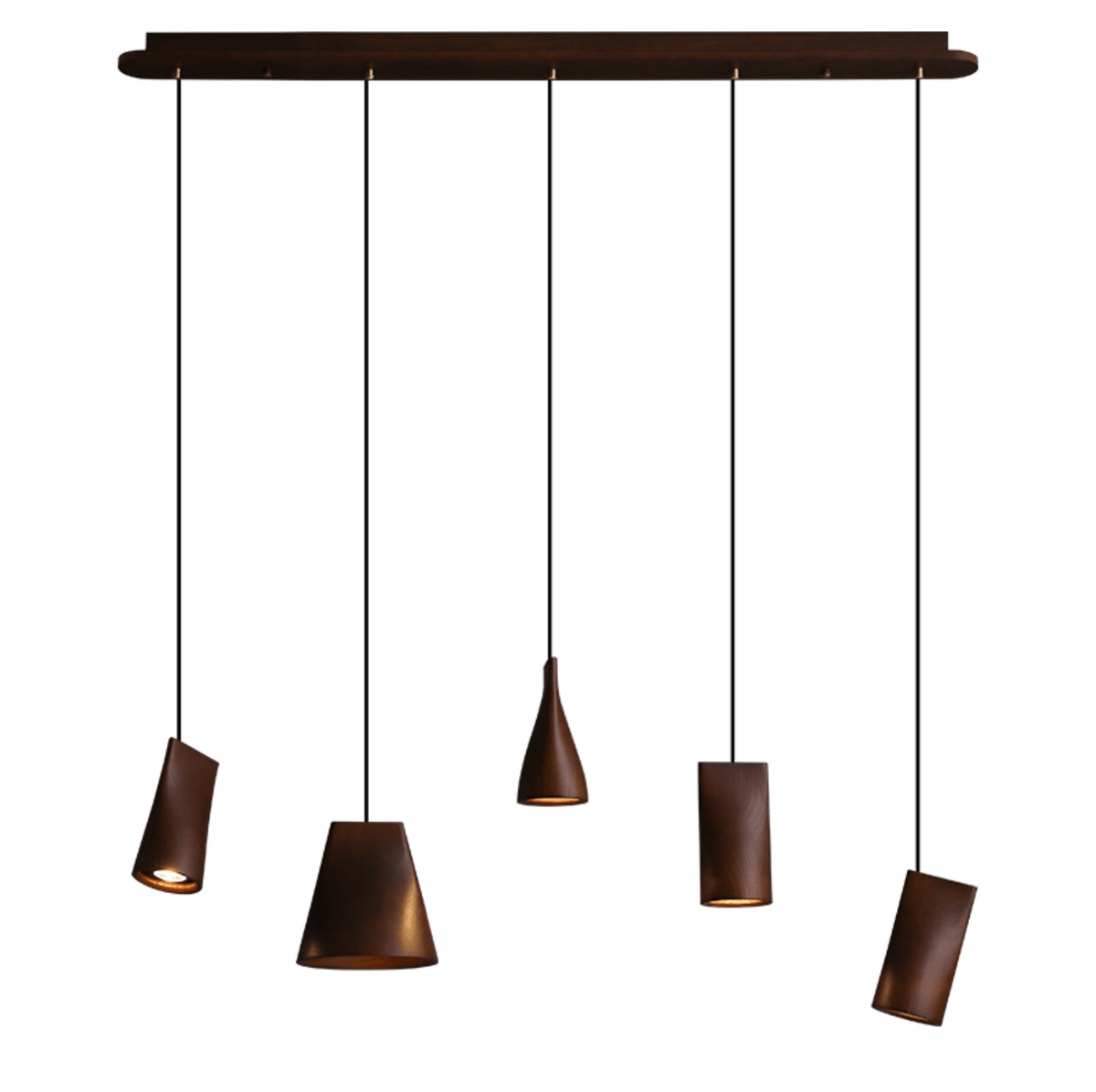 Nordic Tilted Wood Pendant Light – Asymmetric Natural Wood Shade