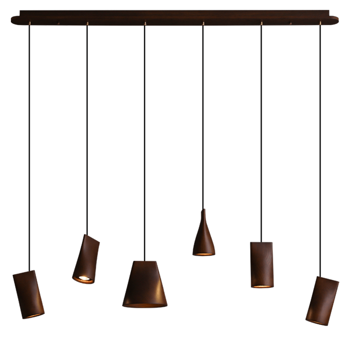 Nordic Tilted Wood Pendant Light – Asymmetric Natural Wood Shade