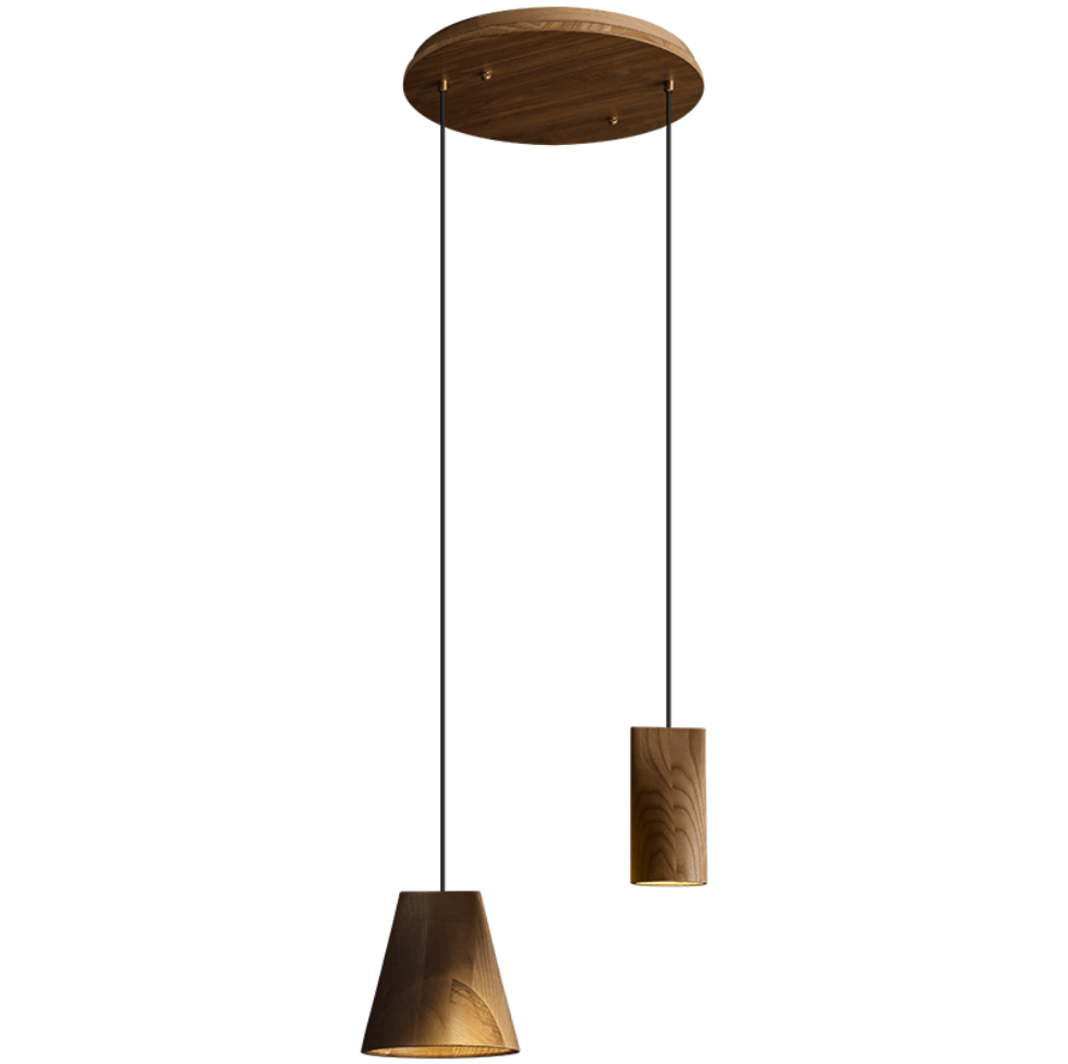 Nordic Tilted Wood Pendant Light – Asymmetric Natural Wood Shade