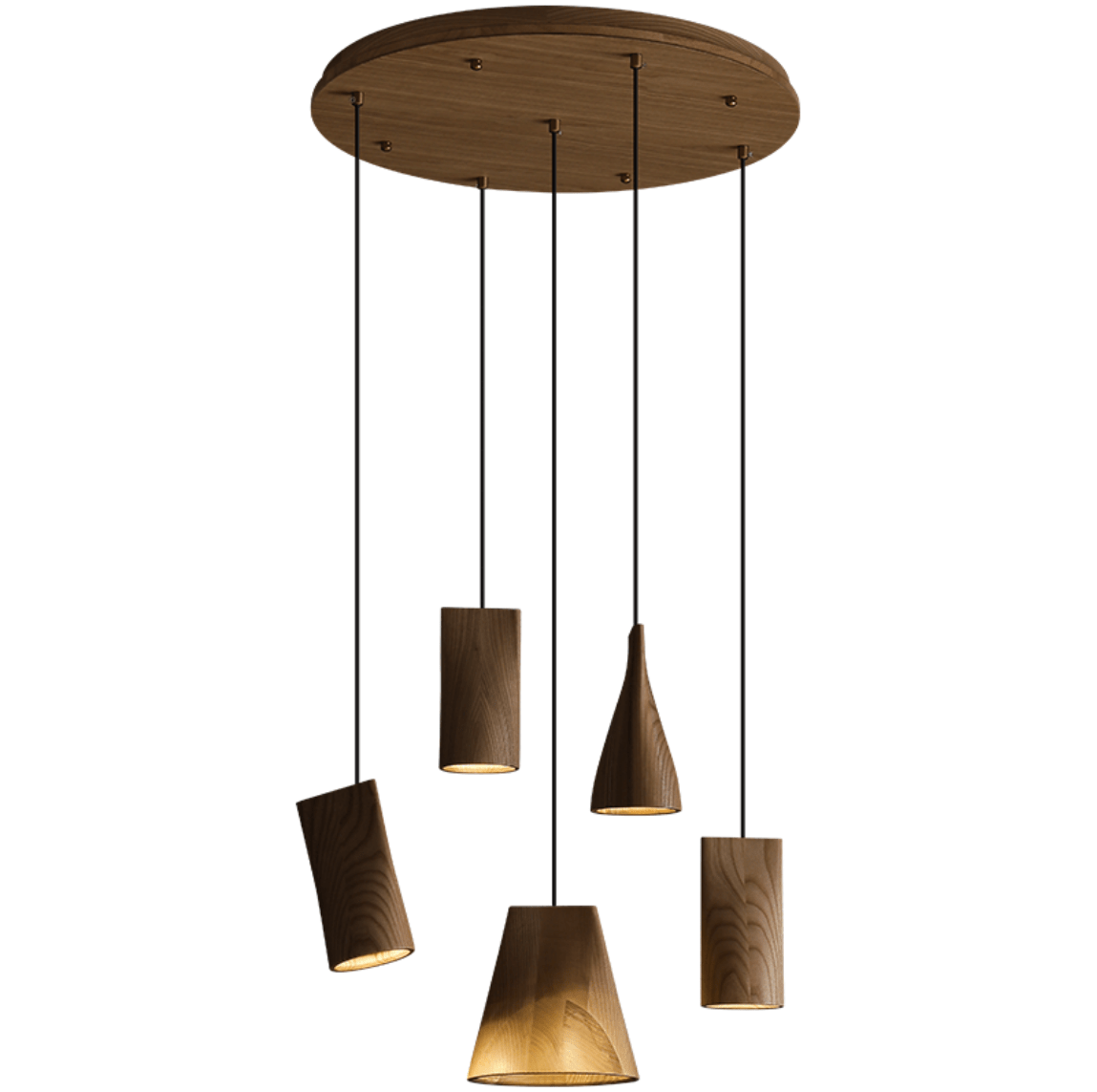 Nordic Tilted Wood Pendant Light – Asymmetric Natural Wood Shade