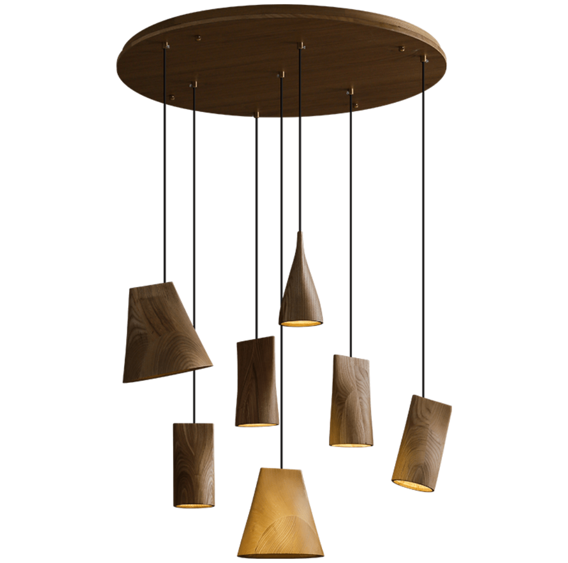 Nordic Tilted Wood Pendant Light – Asymmetric Natural Wood Shade