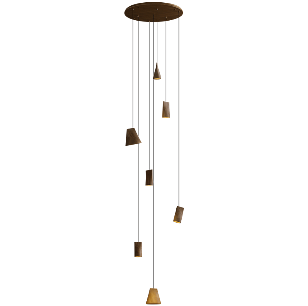 Nordic Tilted Wood Pendant Light – Asymmetric Natural Wood Shade