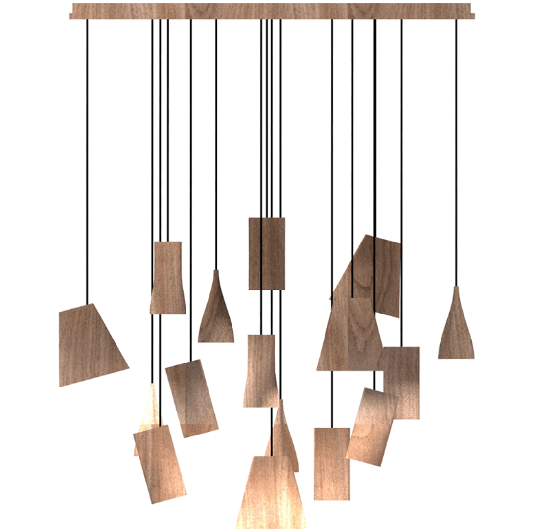 Nordic Tilted Wood Pendant Light – Asymmetric Natural Wood Shade