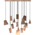 Nordic Tilted Wood Pendant Light – Asymmetric Natural Wood Shade