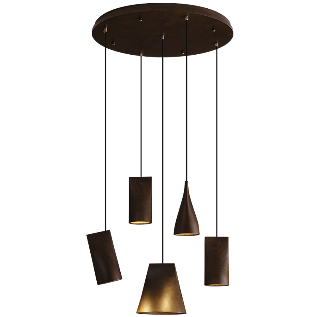 Nordic Tilted Wood Pendant Light – Asymmetric Natural Wood Shade