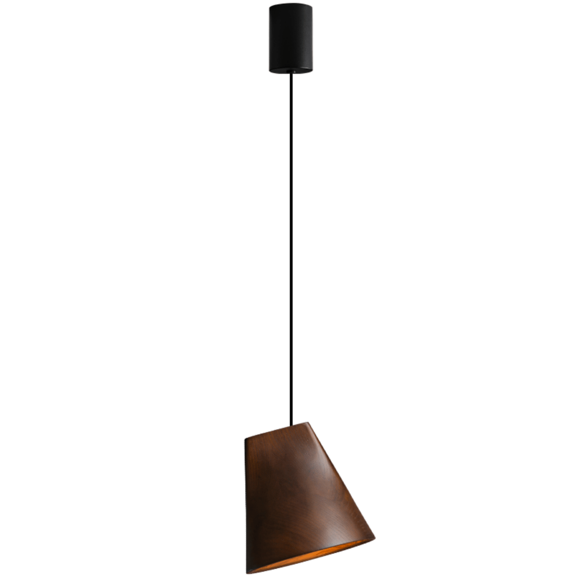 Nordic Tilted Wood Pendant Light – Asymmetric Natural Wood Shade