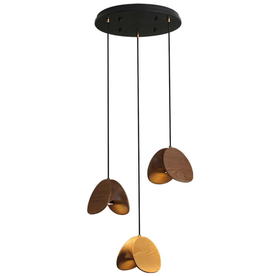 Orbit Fold Wood Pendant Light – Modern Nordic LED Hanging Lamp for Dining and Kitchen