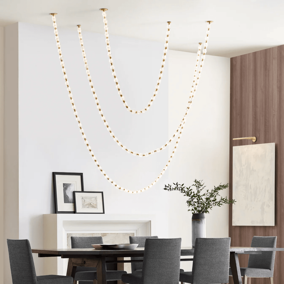 Riviere Glass Chain Chandelier – Modern Linear LED Pendant Light