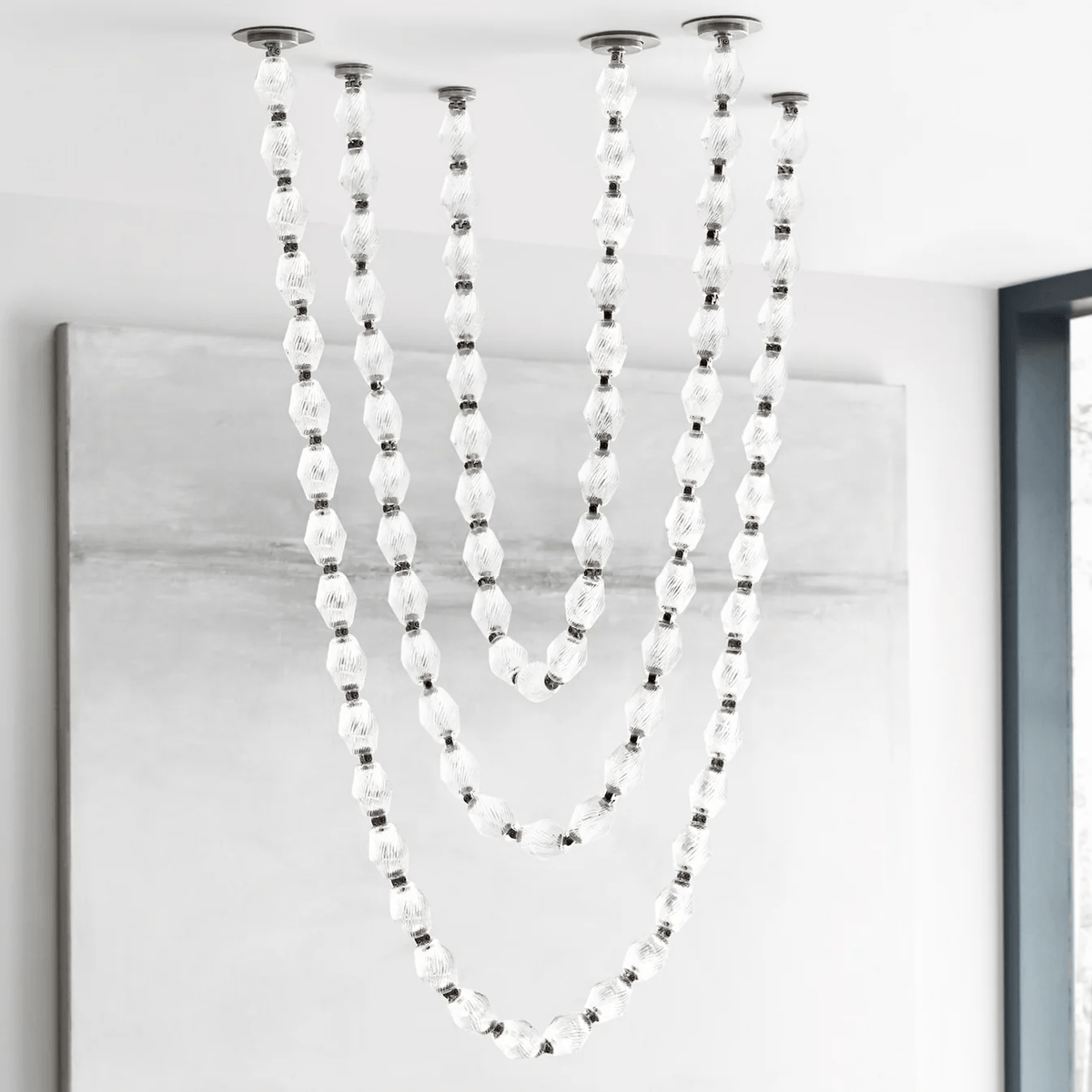 Riviere Glass Chain Chandelier – Modern Linear LED Pendant Light