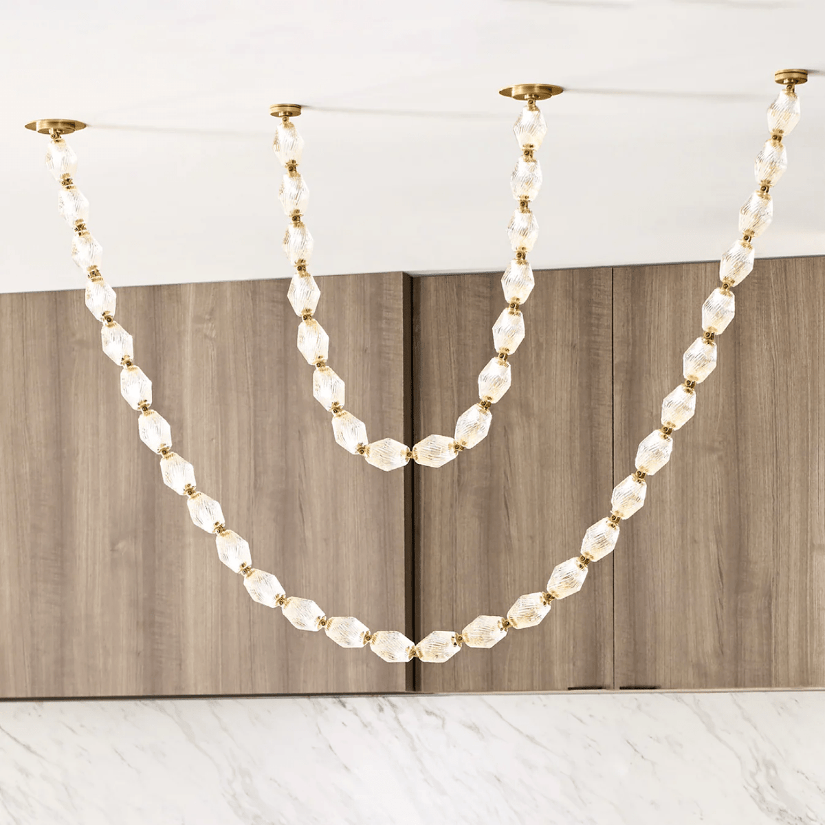 Riviere Glass Chain Chandelier – Modern Linear LED Pendant Light
