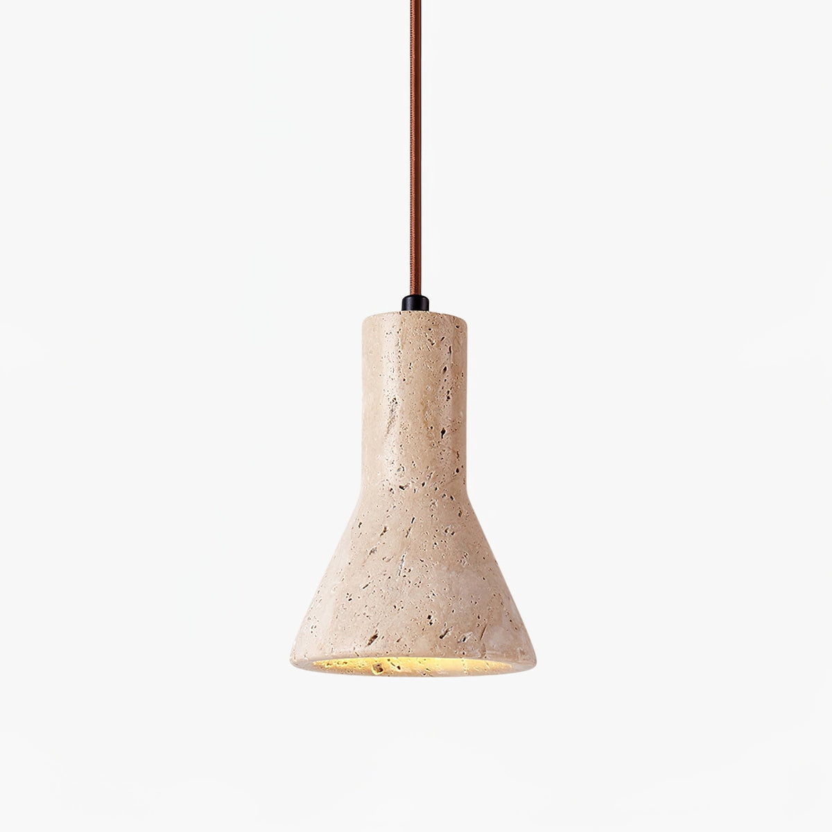 Funnel Travertine Pendant Light – Natural Stone Modern Hanging Lamp