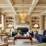 Amber Glass Petal Chandelier – Handcrafted Modern Illumination