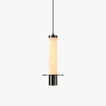 Alabaster Cylinder Pendant Light – Modern Minimalist LED Hanging Lamp