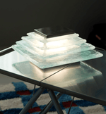 Aqua Cascade Wall Sconce – Handcrafted Textured Glass LED Light
