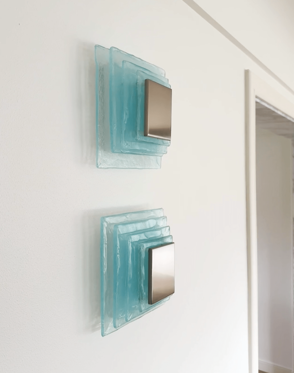 Aqua Cascade Wall Sconce – Handcrafted Textured Glass LED Light