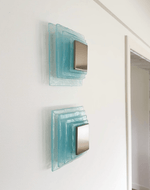 Aqua Cascade Wall Sconce – Handcrafted Textured Glass LED Light