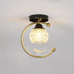 Auri Bird Ceiling Light – Sculptural Brass & Glass Flush Mount