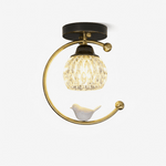 Auri Bird Ceiling Light – Sculptural Brass & Glass Flush Mount