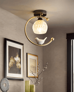 Auri Bird Ceiling Light – Sculptural Brass & Glass Flush Mount