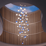 Dipping Pendant Light — Colored Glass & Lacquered Aluminum Hanging Lamp