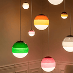 Dipping Pendant Light — Colored Glass & Lacquered Aluminum Hanging Lamp
