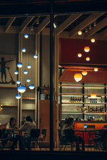 Dipping Pendant Light — Colored Glass & Lacquered Aluminum Hanging Lamp