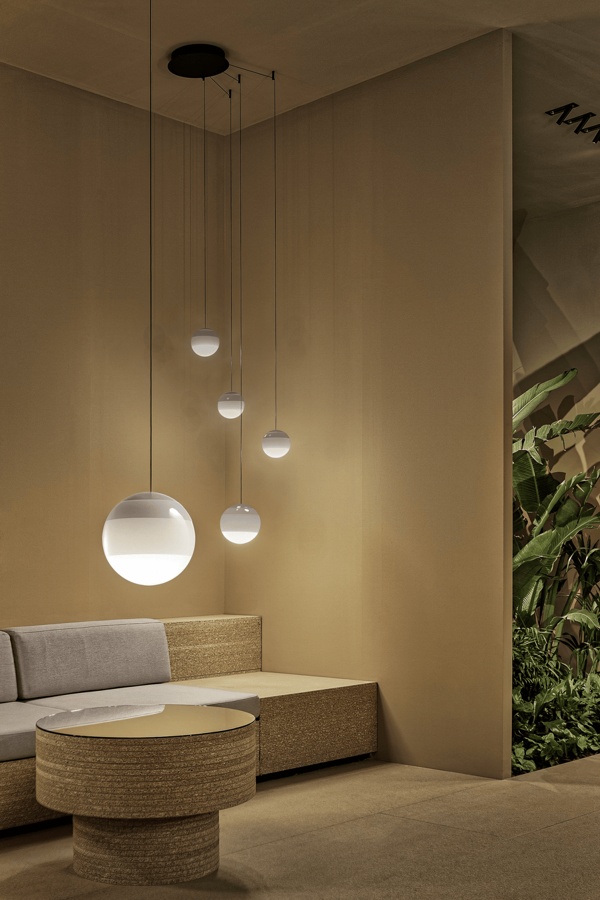 Dipping Pendant Light — Colored Glass & Lacquered Aluminum Hanging Lamp