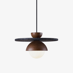 Gaia Orbit Pendant Light in Walnut, Travertine & Opal Glass