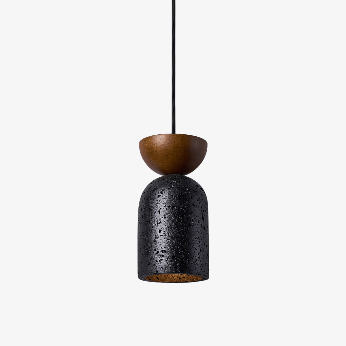 Basalt Walnut Drop Pendant Light – Organic Modern Travertine Hanging Lamp
