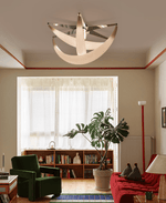 Sculptural Resin Flush Mount Ceiling Light with Chrome Accents