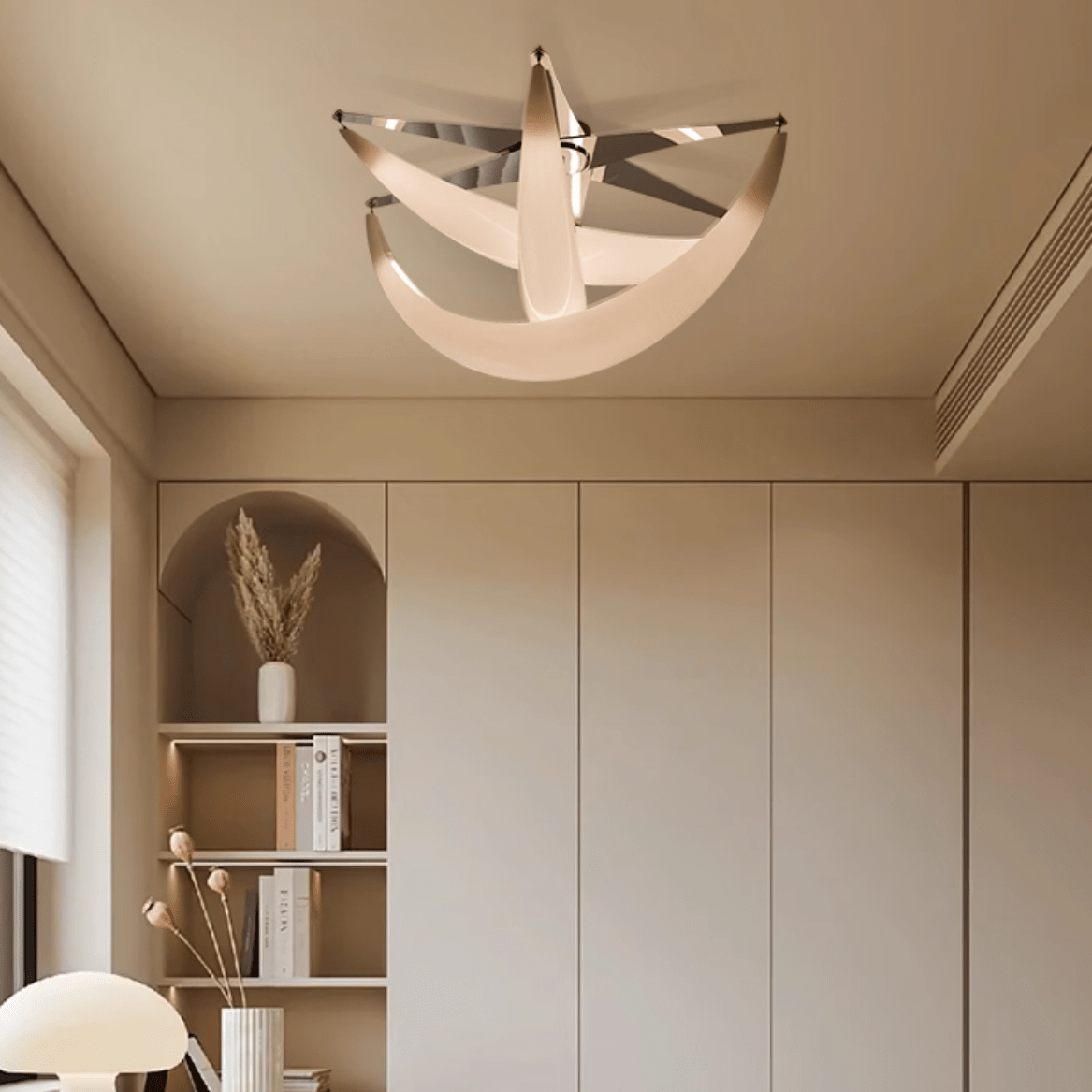 Sculptural Resin Flush Mount Ceiling Light with Chrome Accents