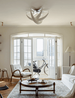 Sculptural Resin Flush Mount Ceiling Light with Chrome Accents