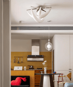 Sculptural Resin Flush Mount Ceiling Light with Chrome Accents