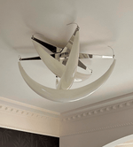 Sculptural Resin Flush Mount Ceiling Light with Chrome Accents