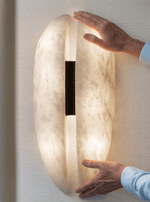 Alabaster Veil Wall Sconce – Modern LED Wall Light in Metal and Leather