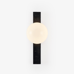 Balanced Globe Wall Sconce in Black Travertine and Opal Glass