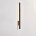 Horizon Pillar Sconce — Black Travertine & Walnut Wall Light