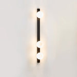 Balanced Globe Wall Sconce in Black Travertine and Opal Glass