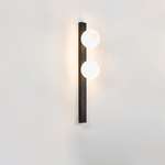 Balanced Globe Wall Sconce in Black Travertine and Opal Glass