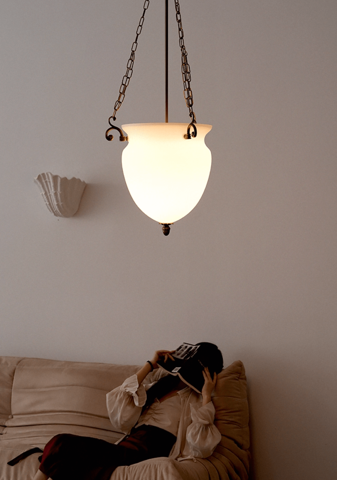 Regents Urn Glass Chain Chandelier in Antique Gold